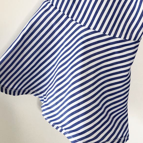 DO + BE Large Top Bell Sleeve Nautical Beachy Blue Stripe V Neck NEW! - Picture 4 of 9